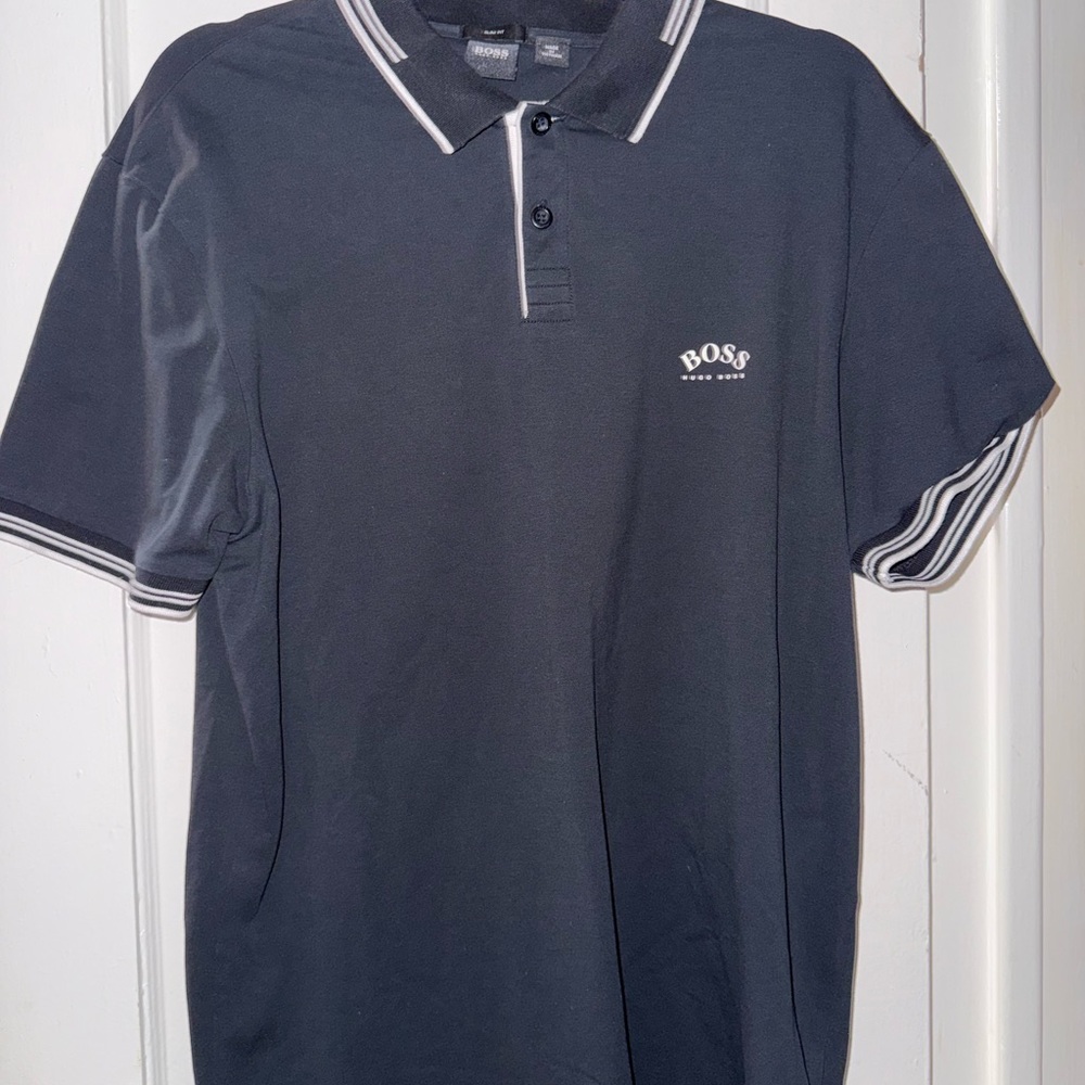 Hugo Boss Polo Shirt in Charcoal with White Details